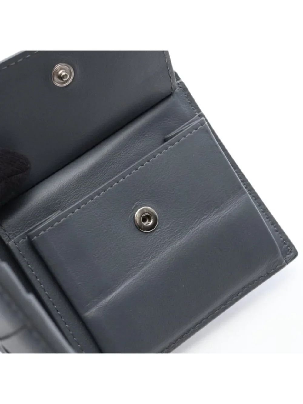 Bottega Veneta Bifold Wallet Maxi Intrecciato Gray Leather Cassette